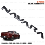 Logo โลโก้ติดท้าย โลโก้ติดฝากระบะท้าย "NAVARA" 6 ชิ้น สีดำเงา สำหรับ Nissan Navara Pro-4X 4WD 4x4 ปี 2021-2022